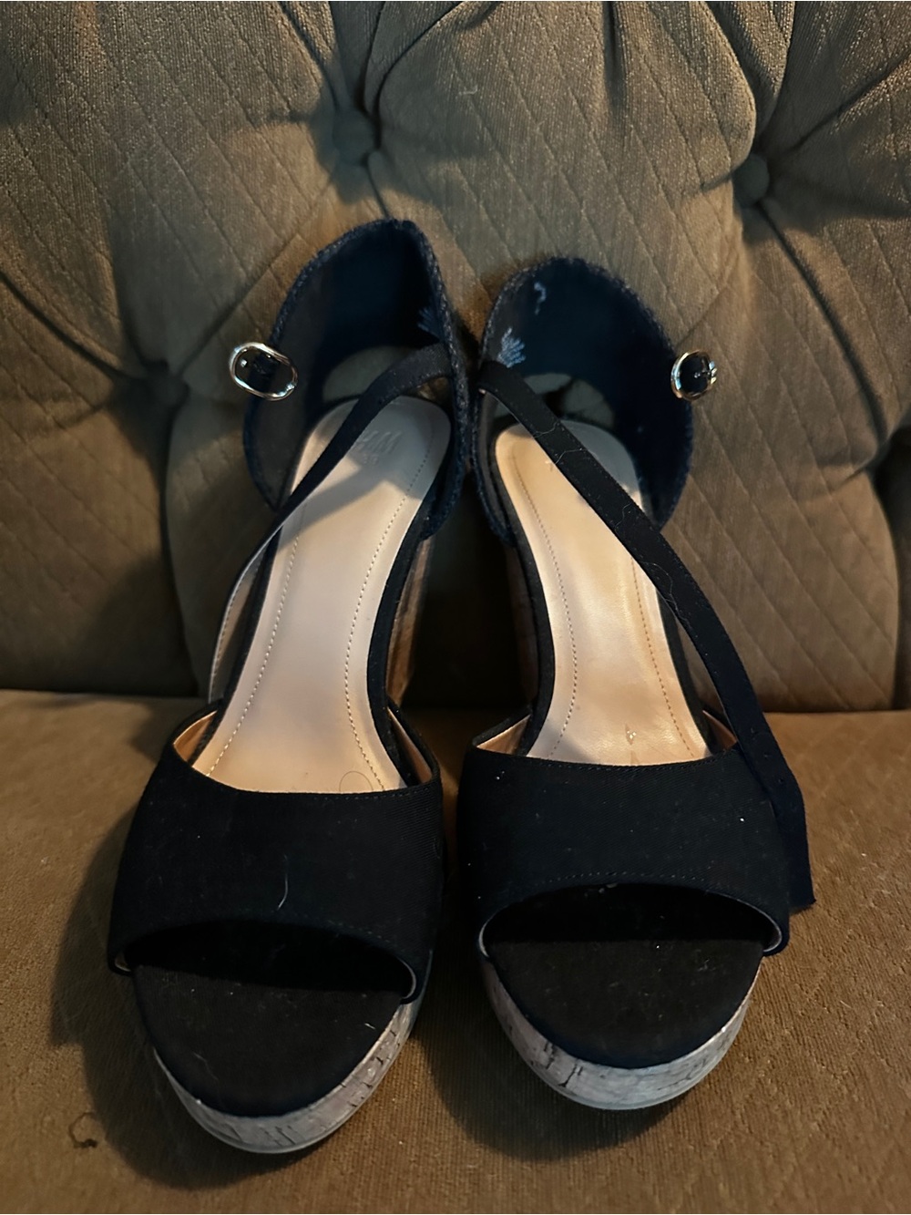 H&M Black  Platform Sandals with Ankle Strap